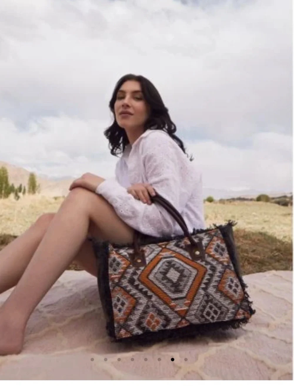 Myra Mag Leather Woven Aztec Tote Shoulder Bag Orange Affairs